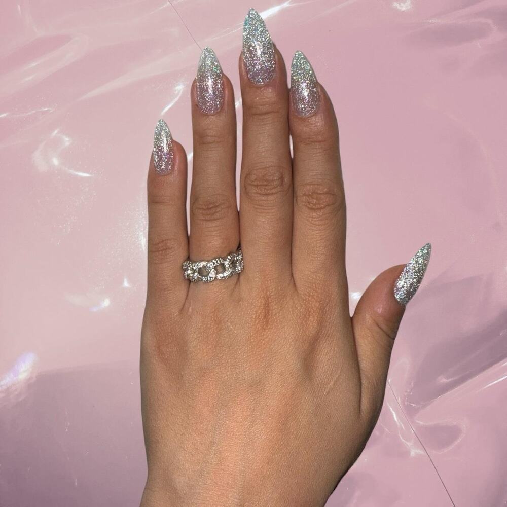 Y2K Bling Iced out 925 Sterling Silver Cuban chain ring with CZ Iced out Size 5